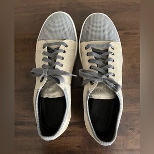 Men’s Lanvin Leather Sneakers.  Size 10.  Tan/Gray.  Made in Portugal.